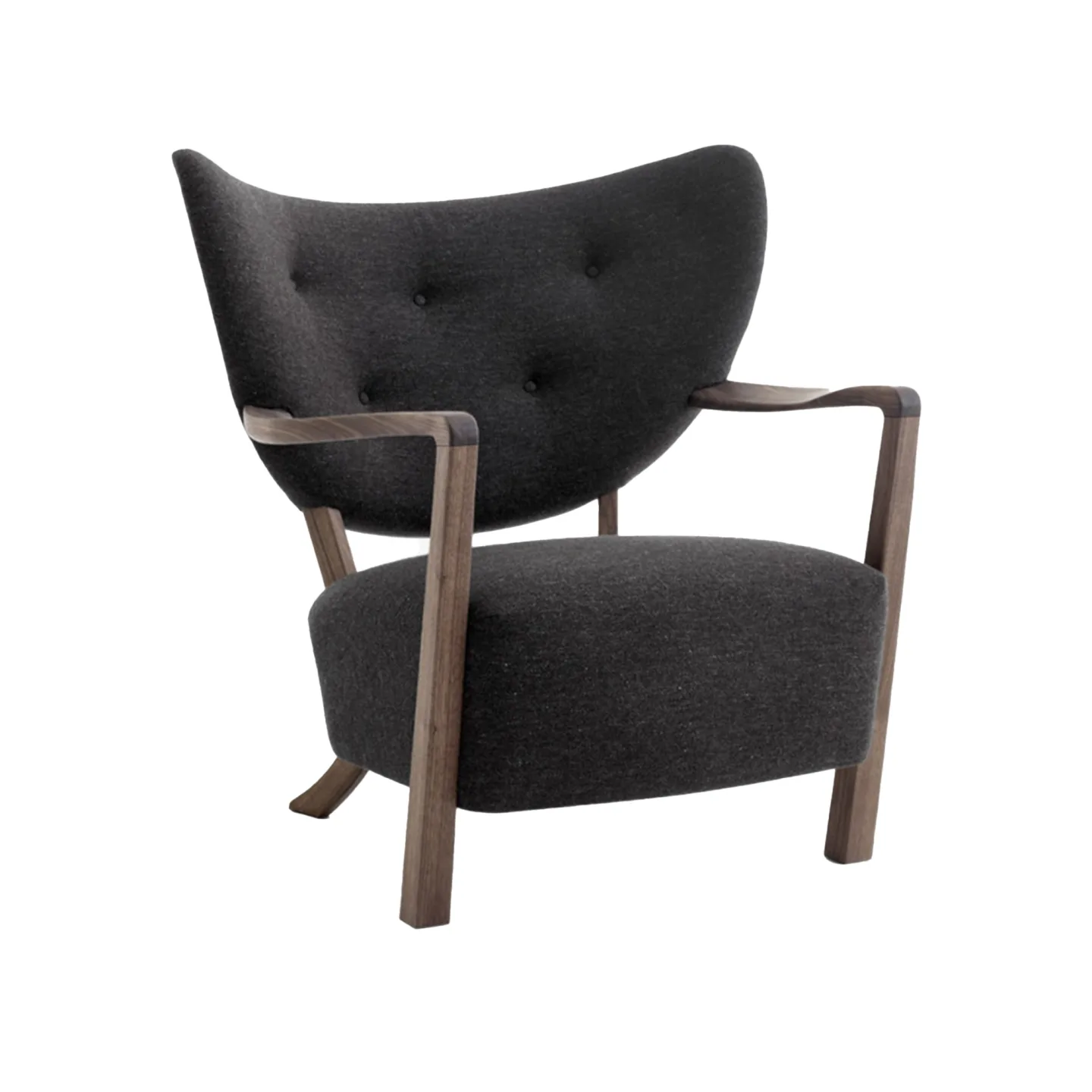 &Tradition - Wulff Lounge Chair ATD2, Hallingdal 376/ Walnut - Fåtöljer - Grå - Trä/Textilmaterial/Skum