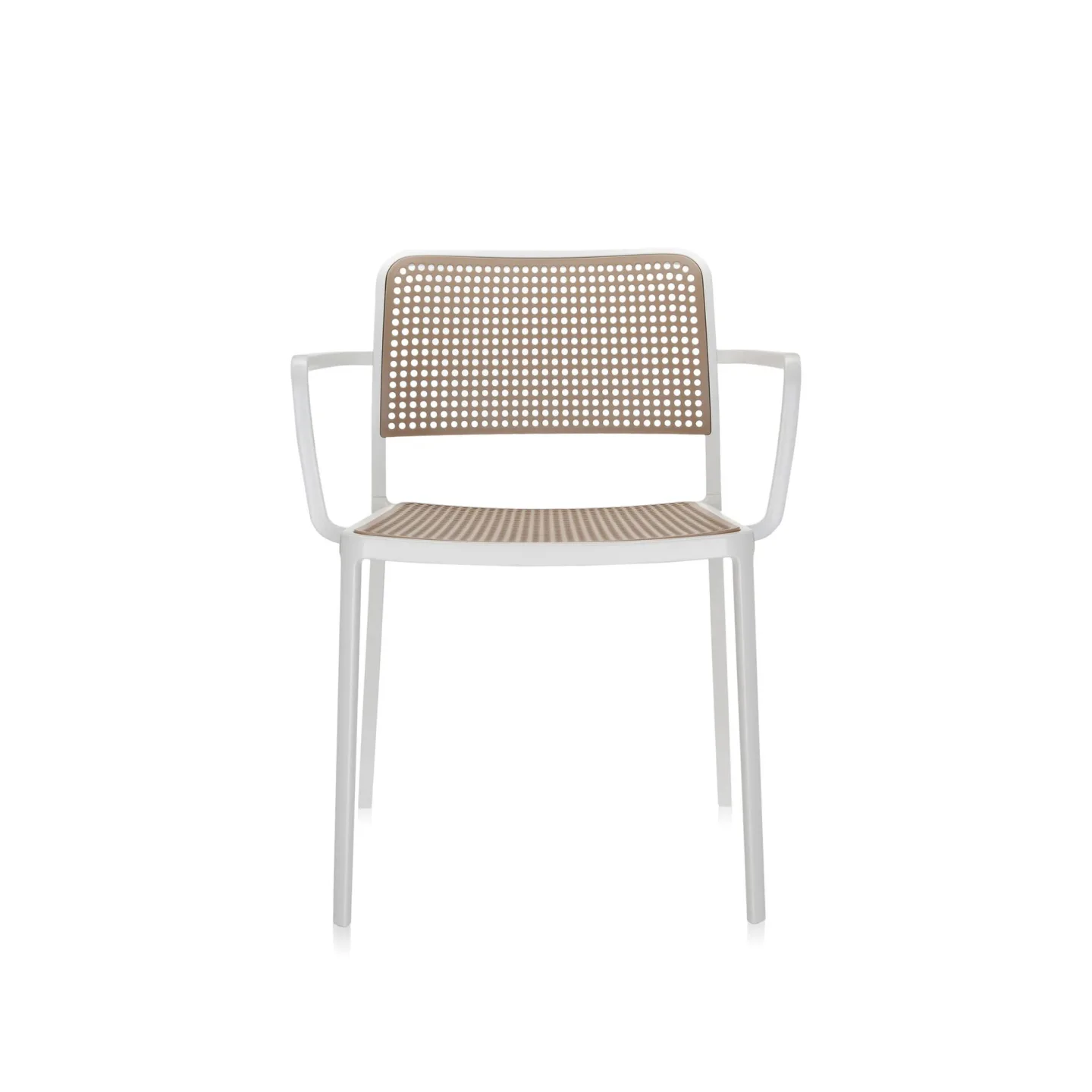 Kartell - Audrey Chair 5876, White/Sand, Armrest - Matstolar - Piero Lissoni - Vit - Metall/Syntetiskt
