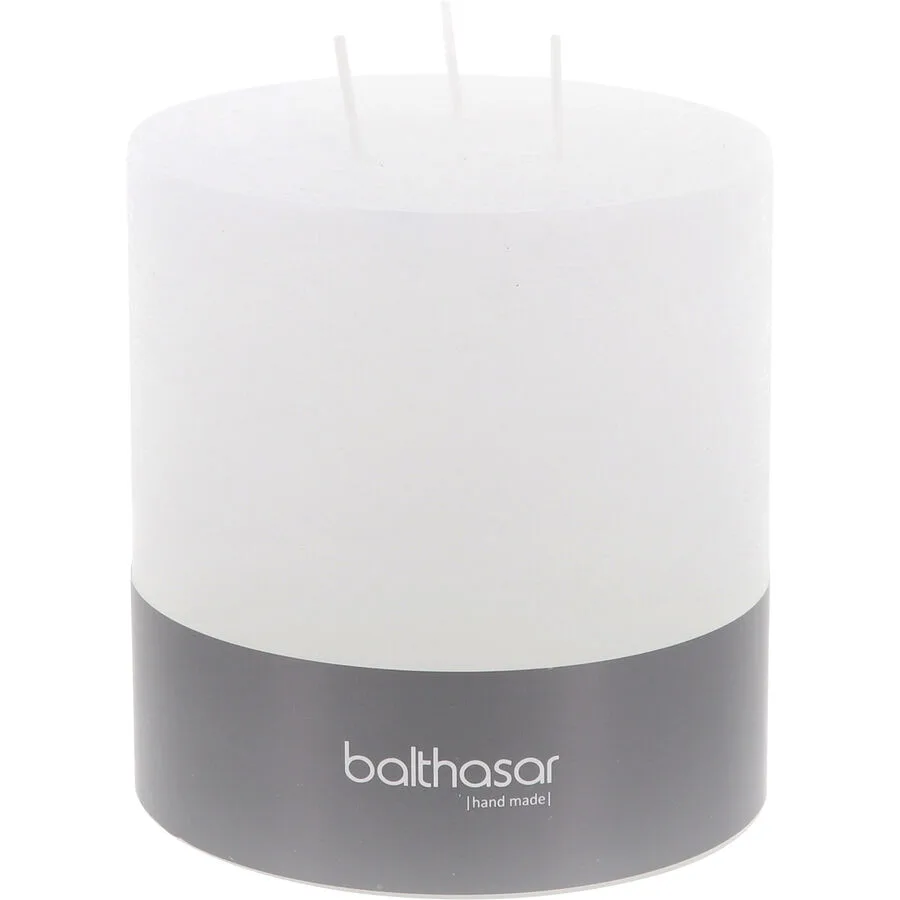 Balthasar Kerze Rustico weiss H12 cm D12 cm, Brenndauer 80h - Farbe: taupe - Material: Wachs