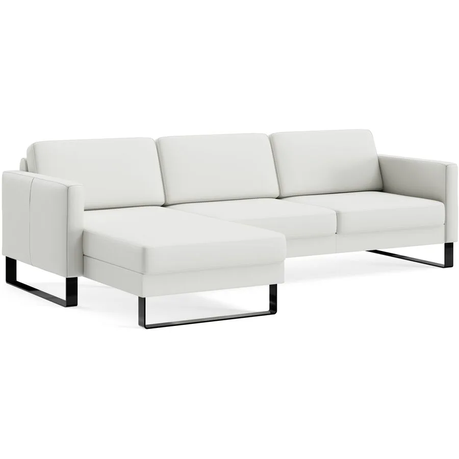 Ecksofa Devin Weiss Leder 247 cm 157 cm - Möbel Konfigurator: Traummöbel individuell zusammenstellen