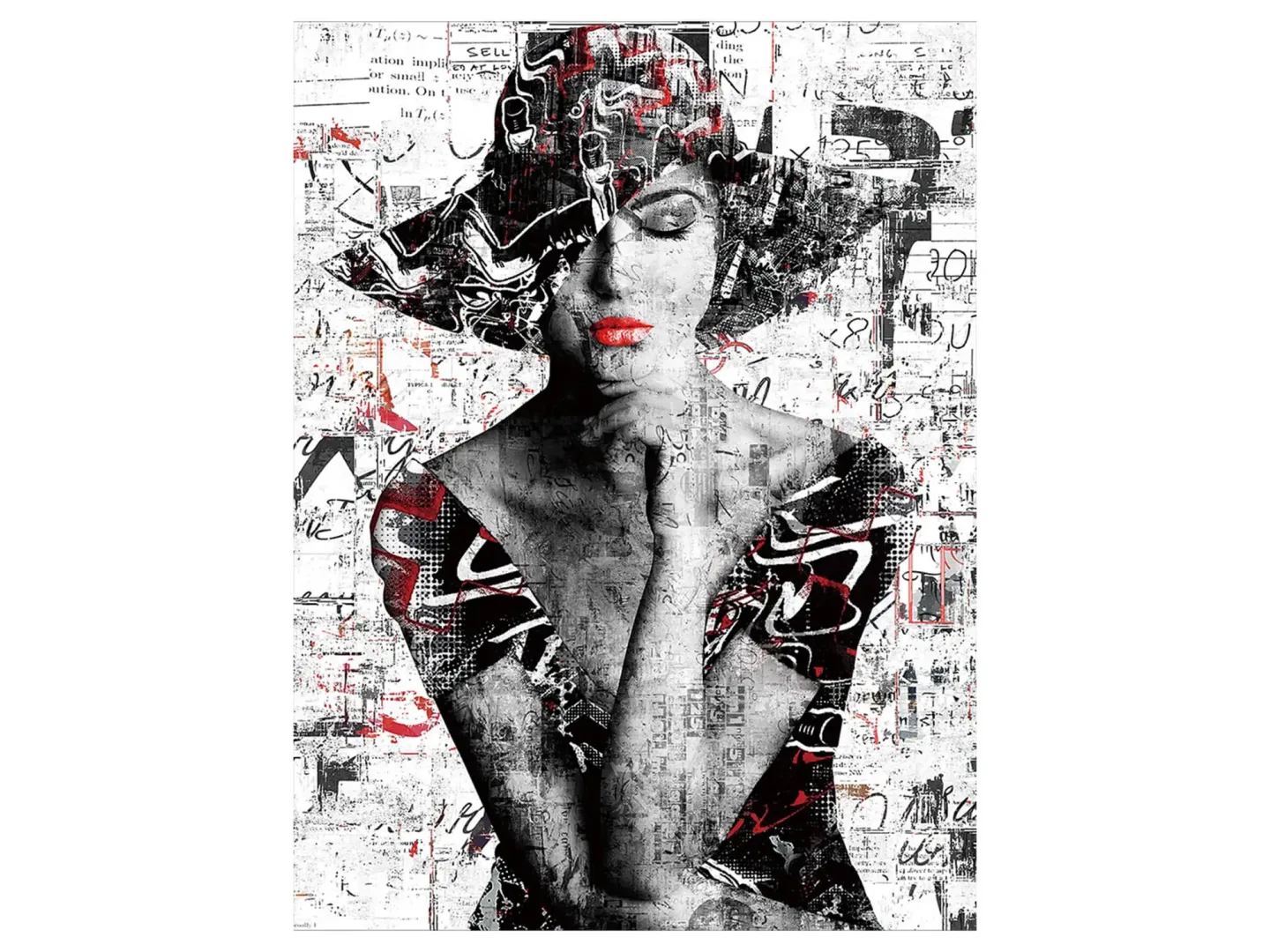 image LAND Digitaldruck auf Glas Schwarz-Weiss Kontrast Street Art 70er Schlapphut | Schubiger Möbel