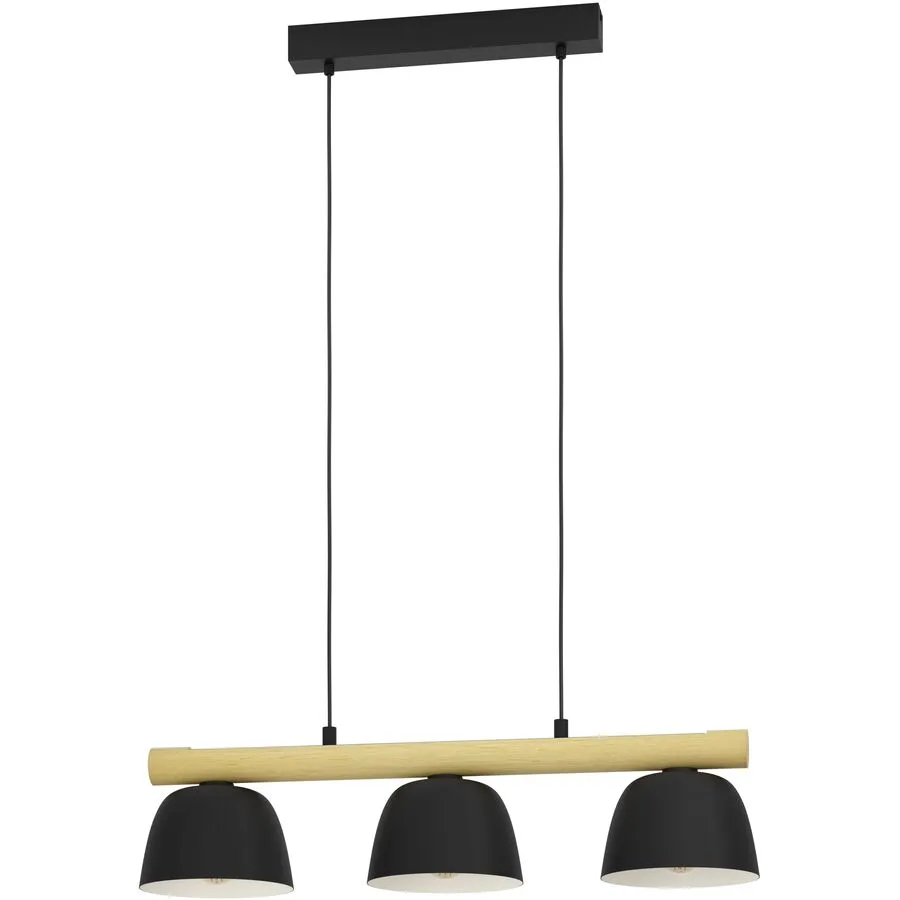 Eglo Pendellampe Sherburn Braun/Schwarz Stahl/Holz 20 cm 110 cm - Material: Holz/Stahl