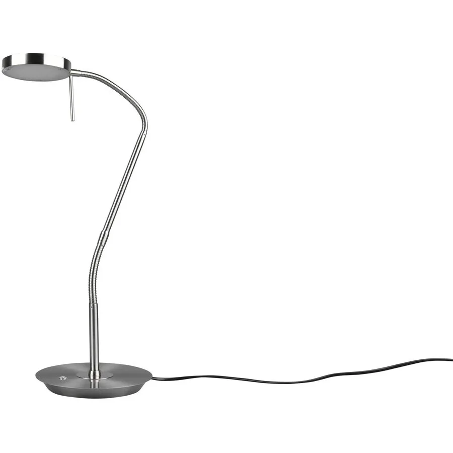 Tischlampe Monza Grau Metall 19 cm 57 cm - Farbe: Nickel matt - LED - Lichtfarbe: Extra warmweiss - Helles Neutralweiss - Tischlampe- LED