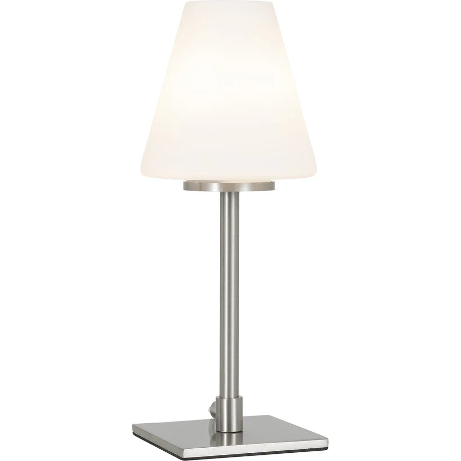 Tischlampe Makka Grau Glas/Metall 9 cm 25 cm - Farbe: Nickel - Material: Metall/Glas - LED - Lichtfarbe: Warmweiss - LED Energiesparlampen