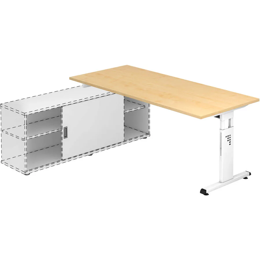 Anbauschreibtisch Office Ahorn Dekor Holzwerkstoff B 180 T 80 cm