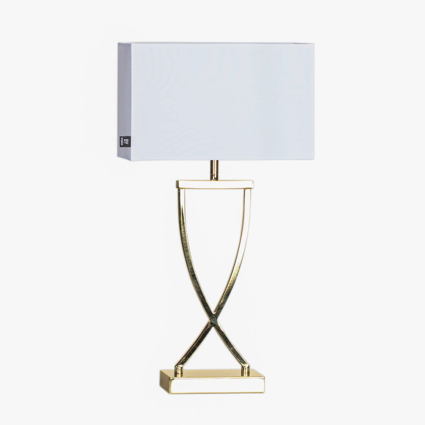 Omega Bordlampe Brass/White - By Rydéns - Stue - Moderne - Stof / tekstil - Med skærm