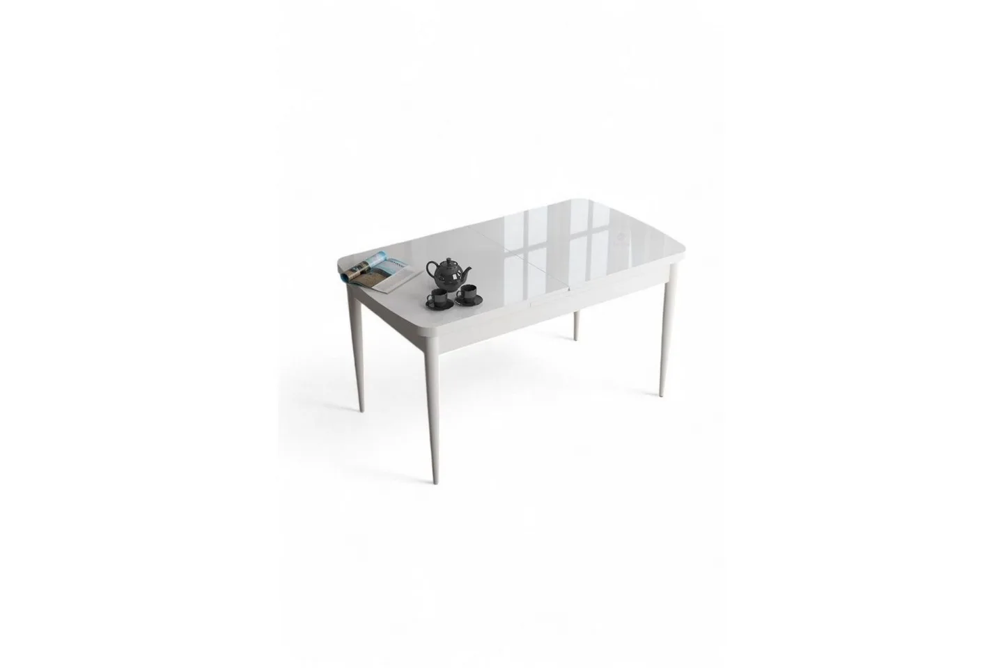 Javren Matbord 114 cm Rektangulär - Vit Marmor/Vit