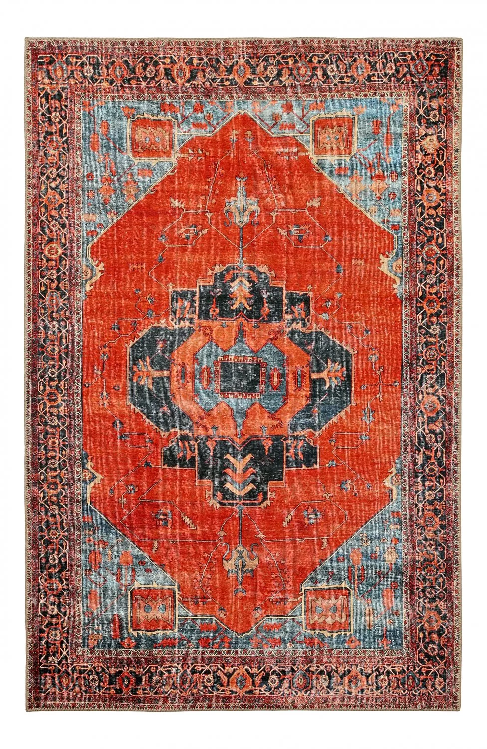 Flatvevd teppe - Mandalay (rød) (Størrelse: 230 x 340 cm)