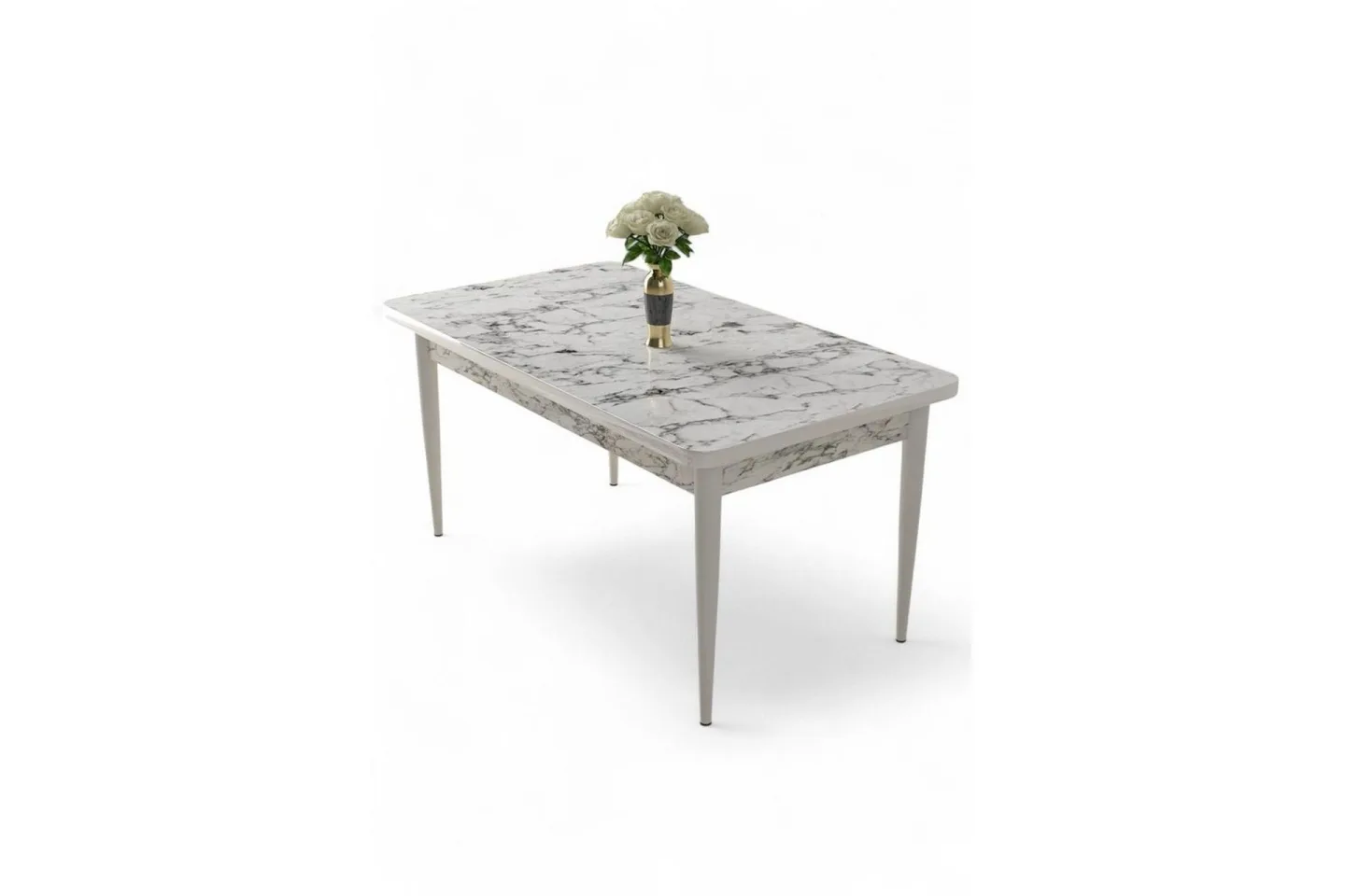 Sivaji Matbord 110 cm Rektangulär - Vit Marmor/Vit