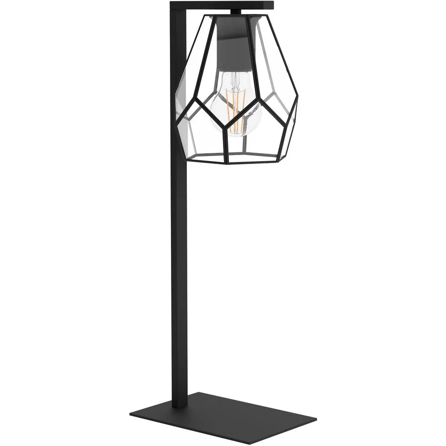 Eglo Tischlampe Mardyke Schwarz Stahl/Glas 15 cm 19 cm - Farbe: Schwarz/klar - Material: Glas/Stahl