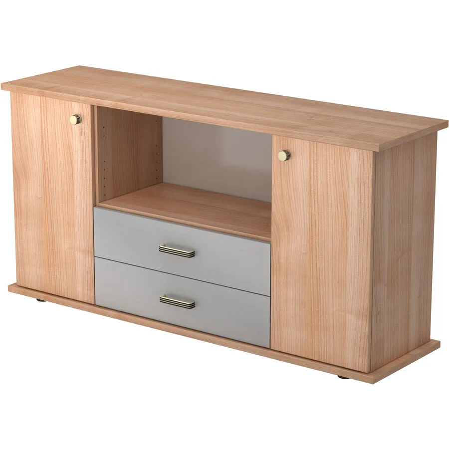 Sideboard Office Nussbaum, Grau Holzwerkstoff B 166.1 H 84 cm