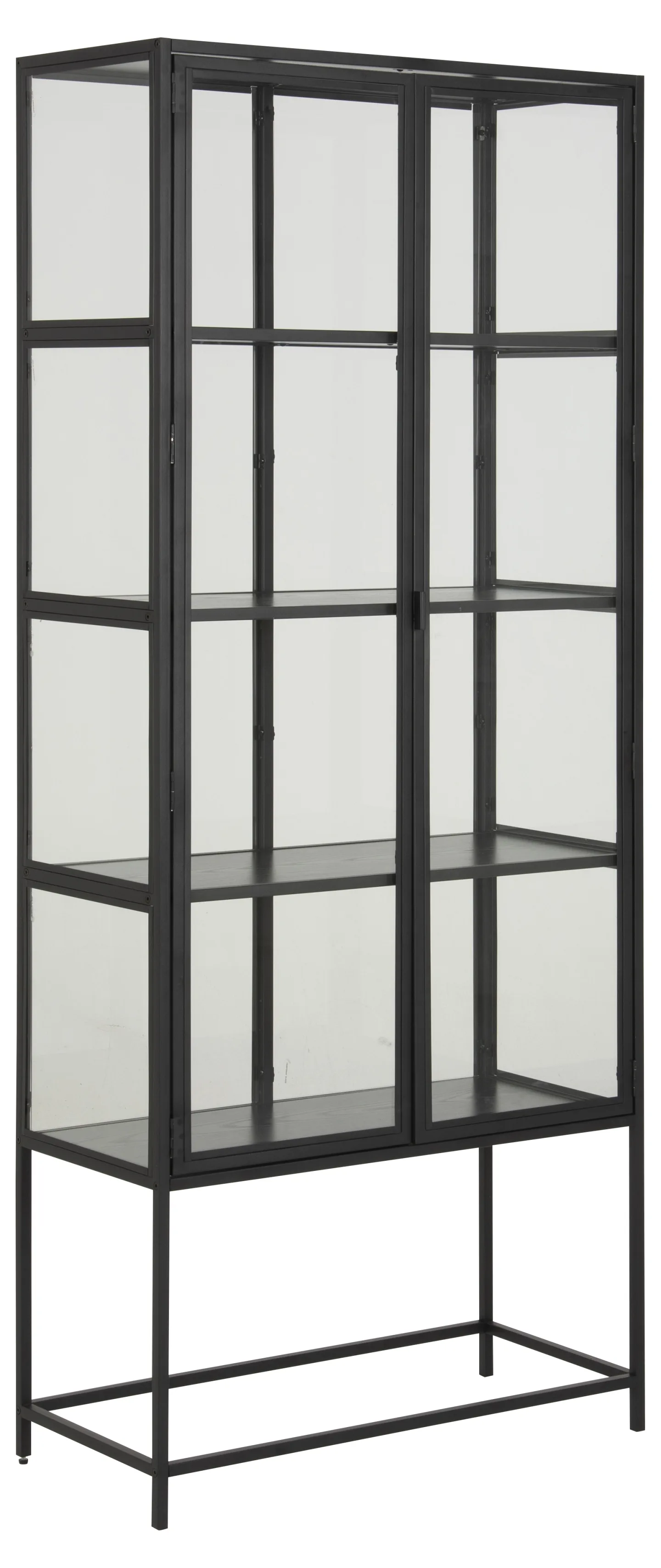 Sea Vitrinenschrank A, 2 Glastüren und 4 Regale schwarz.