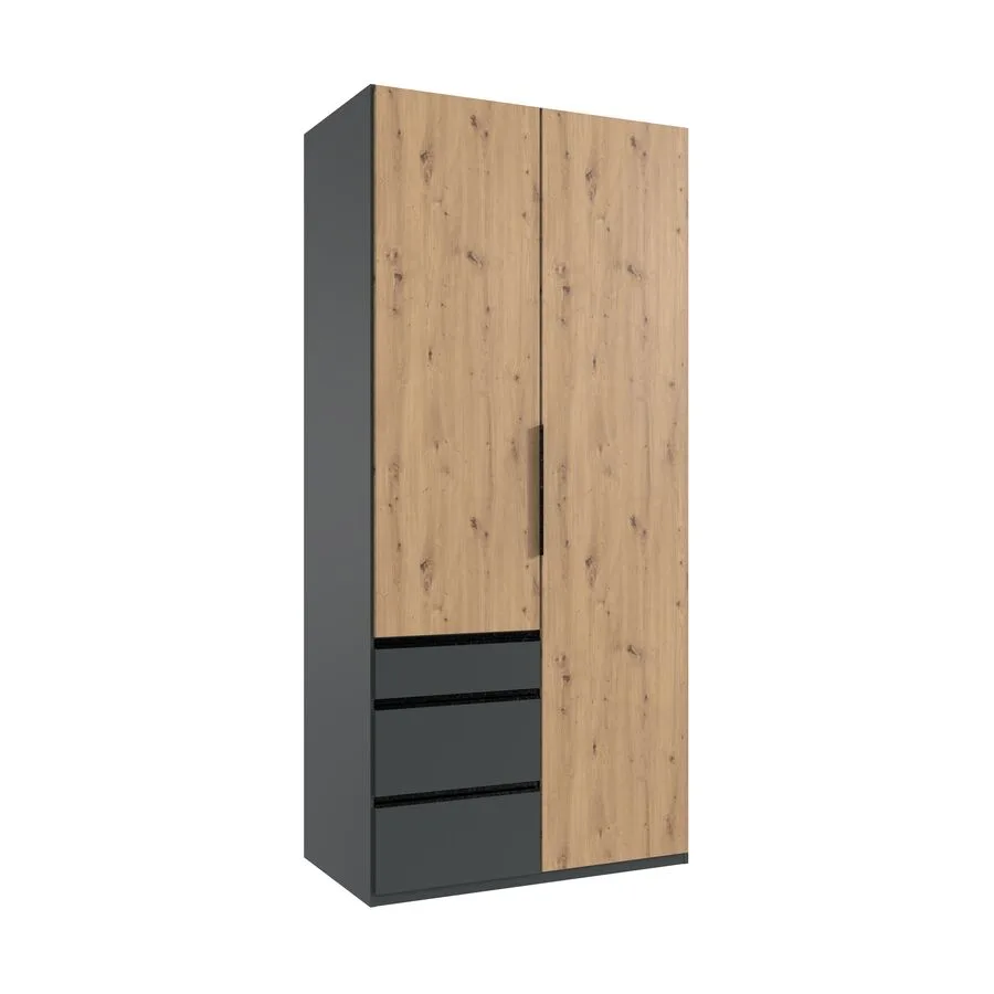 Kleiderschrank Sanko graphit/Eiche Nachbildung Holzwerkstoff B 100 cm