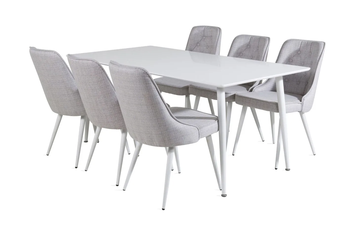 Ypas Matgrupp 180 cm inkl 6 Valera Stolar - Vit/Grå