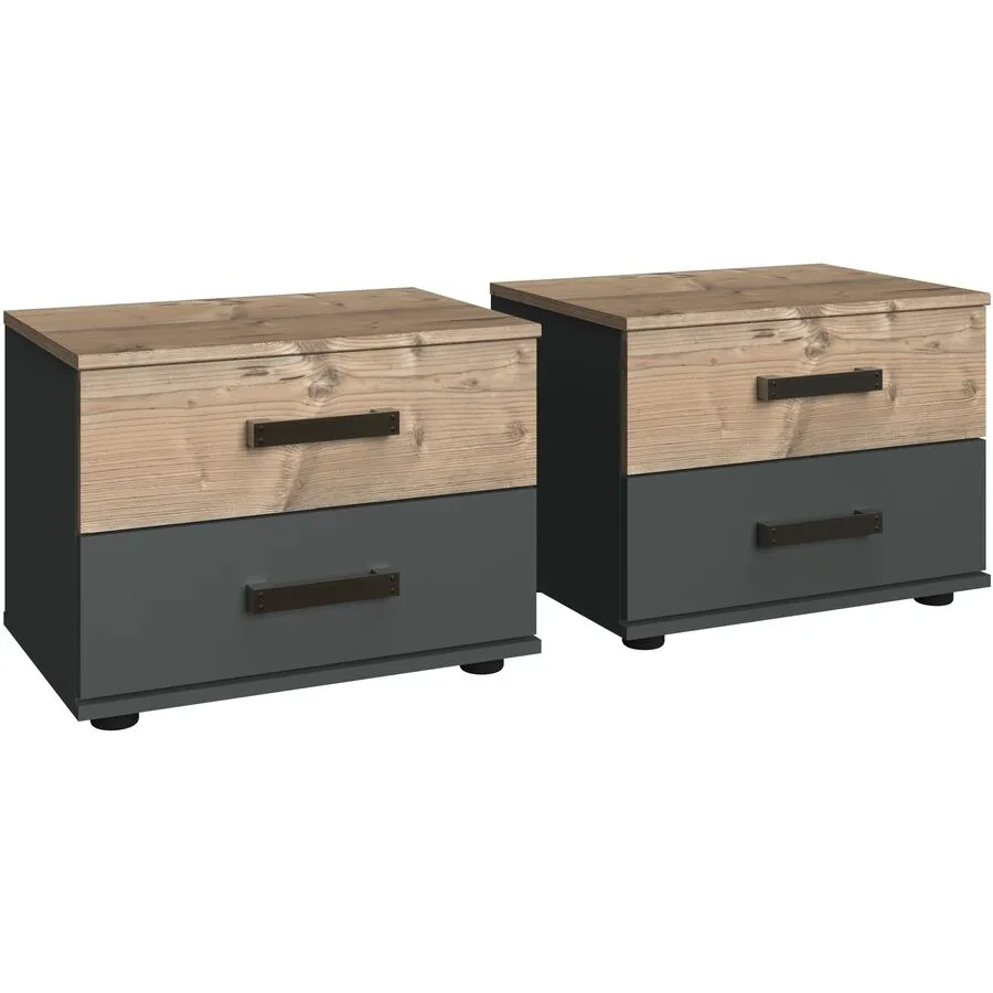 Nachttisch Malma Weisstanne Dekor, Graphit Holzwerkstoff B 52 H 40 cm