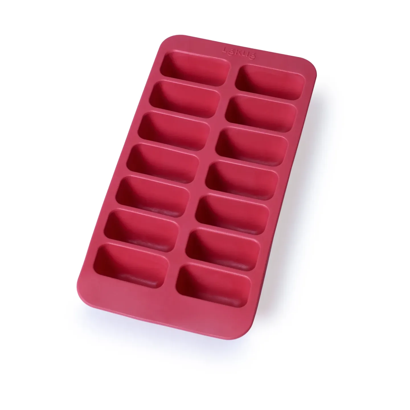 Lékué Lékué rechteckige Eiswürfelform mit Deckel Rot