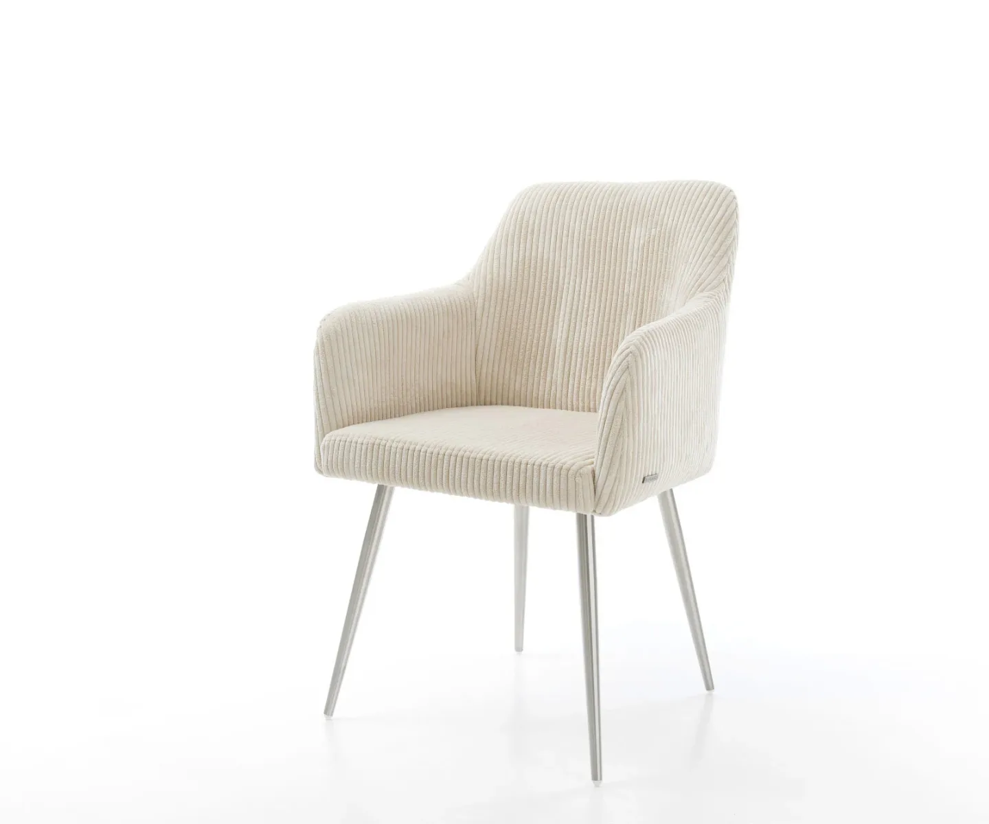 Esszimmerstuhl Greg-Flex Cord Beige 4-Fuß konisch Edelstahl Taschenfederkern