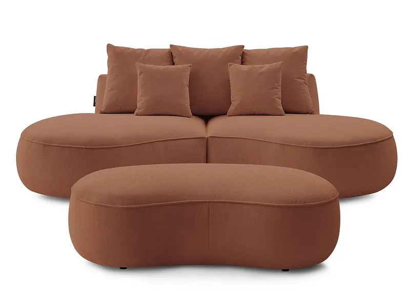 3er Sofa mit Hocker BOBOCHIC SAINT-GERMAIN Stoff mit Textur orange