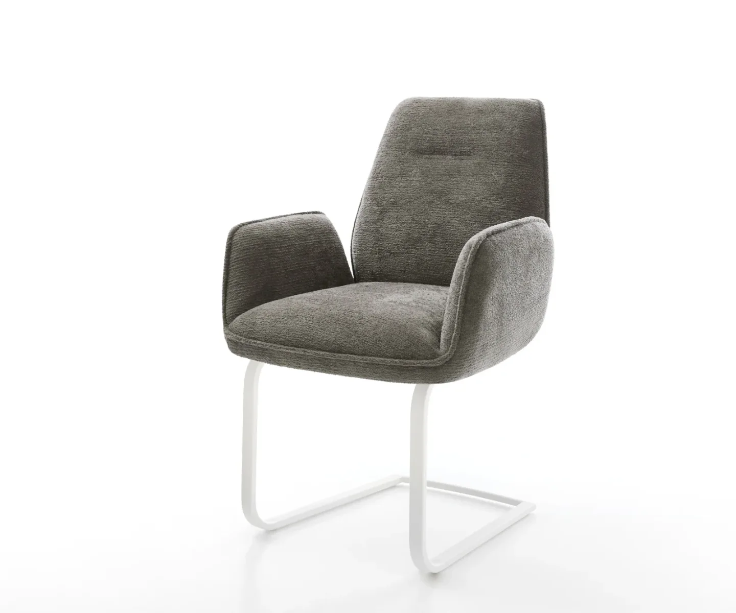 Freischwinger Zoa-Flex Bouclé Soft Schlamm Freischwinger flach Weiß Taschenfederkern