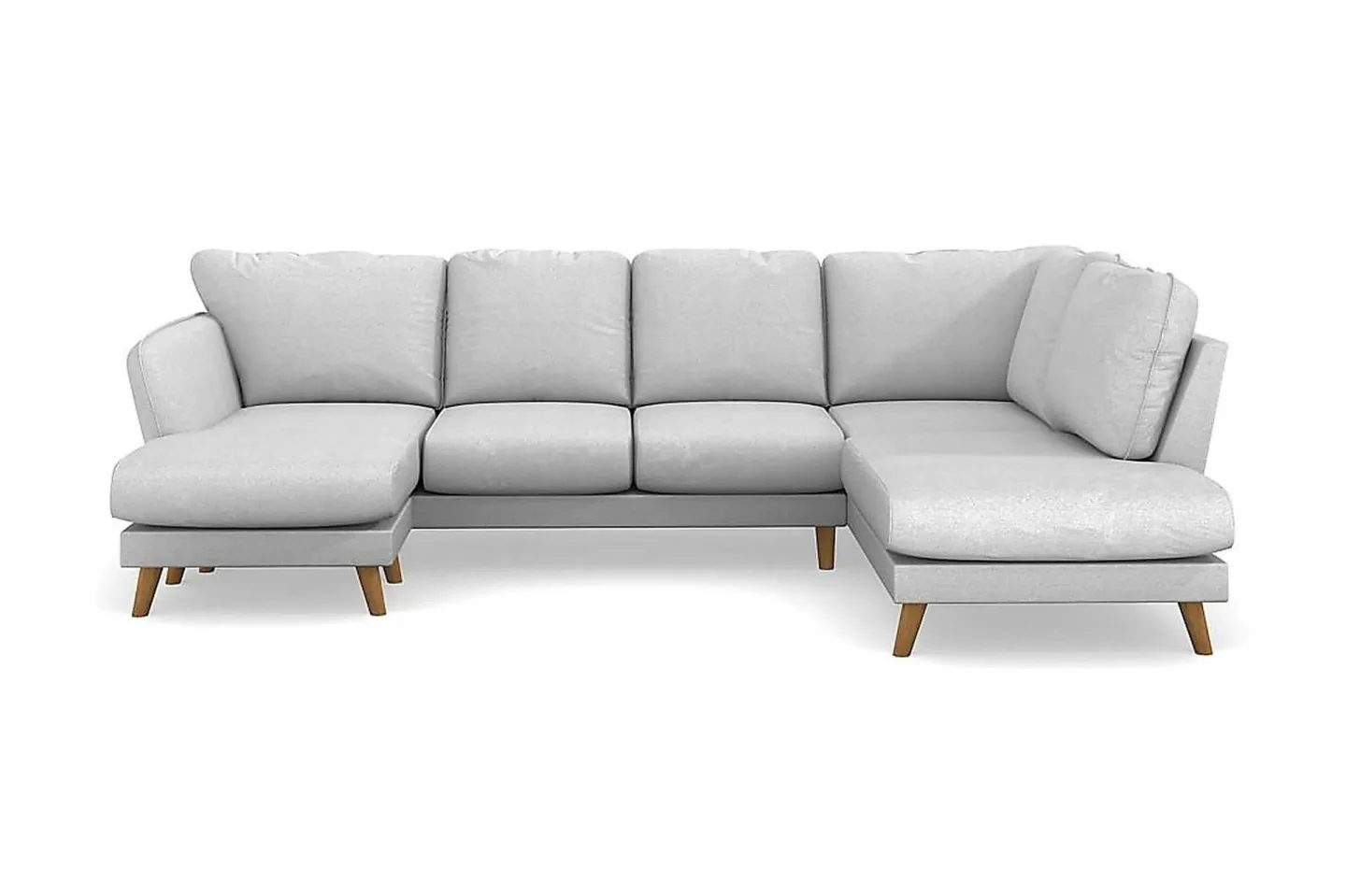 Trend Lyx 4-sits Högervänd U-formad Soffa med Divan och Schäslong i Tyg - Ljusgrå