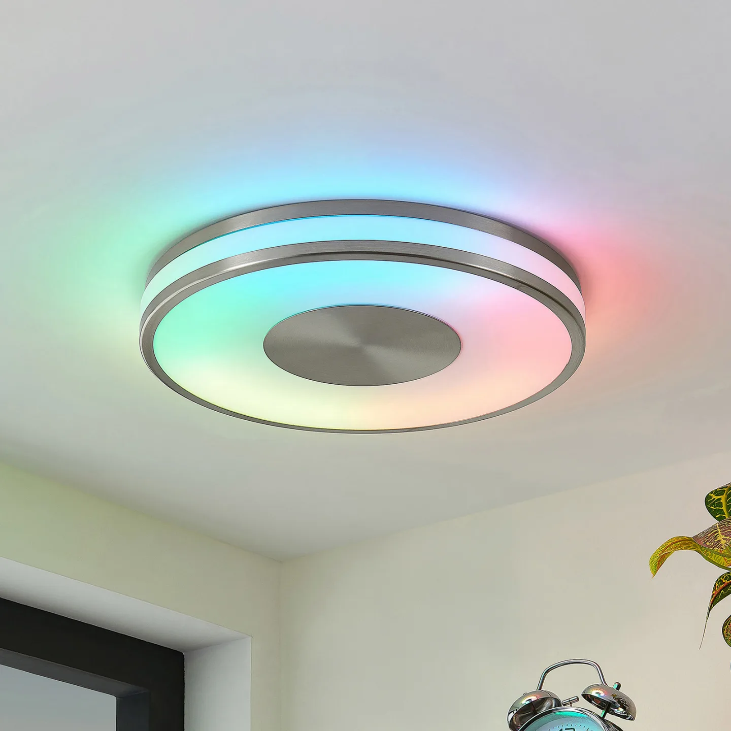 Fjella LED Plafond RGB CCT Nickel/White - Lindby - Vardagsrum - Modern - Metall - Rund