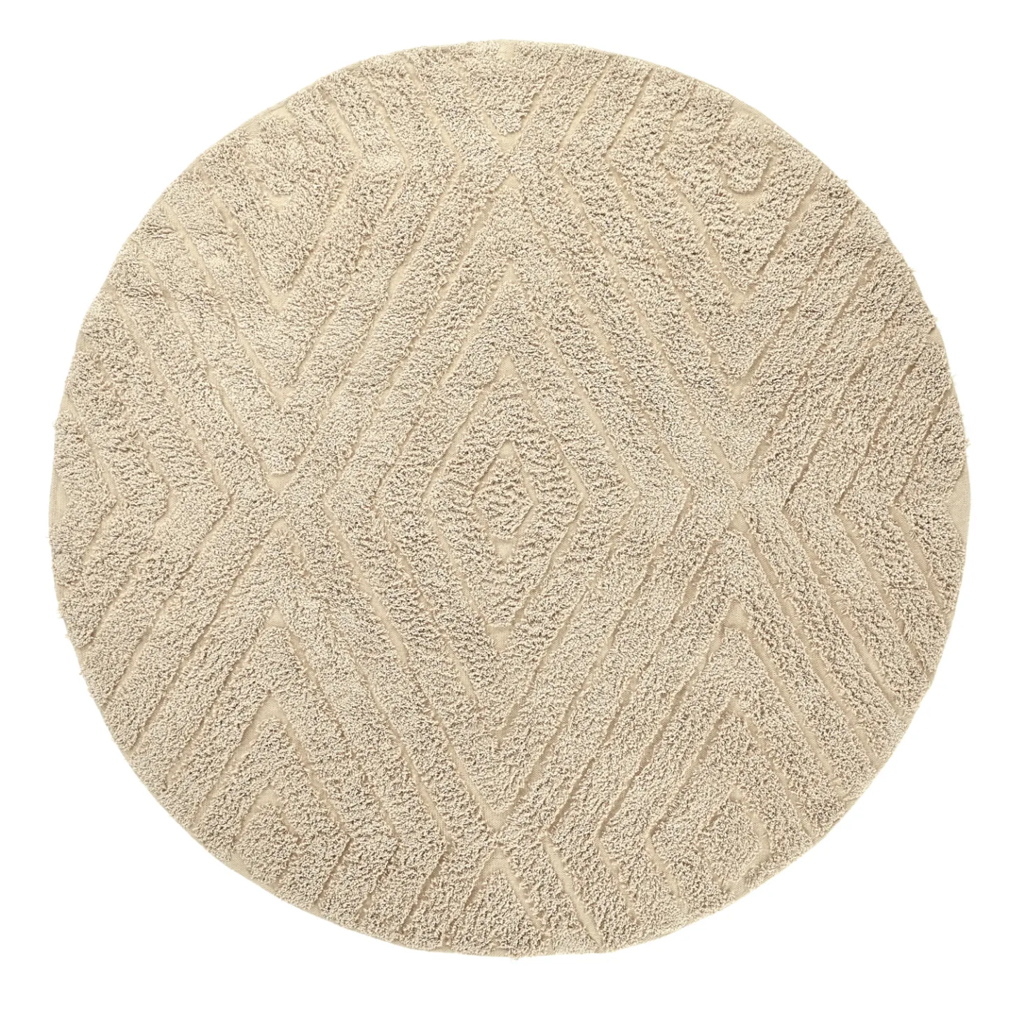 Runde tepper - Amberley Natural Cotton Shaggy (beige) (Størrelse: Ø 200 cm)
