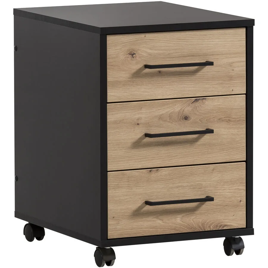 Rollcontainer Nio schwarz, braun Holzwerkstoff B 50 H 57 cm
