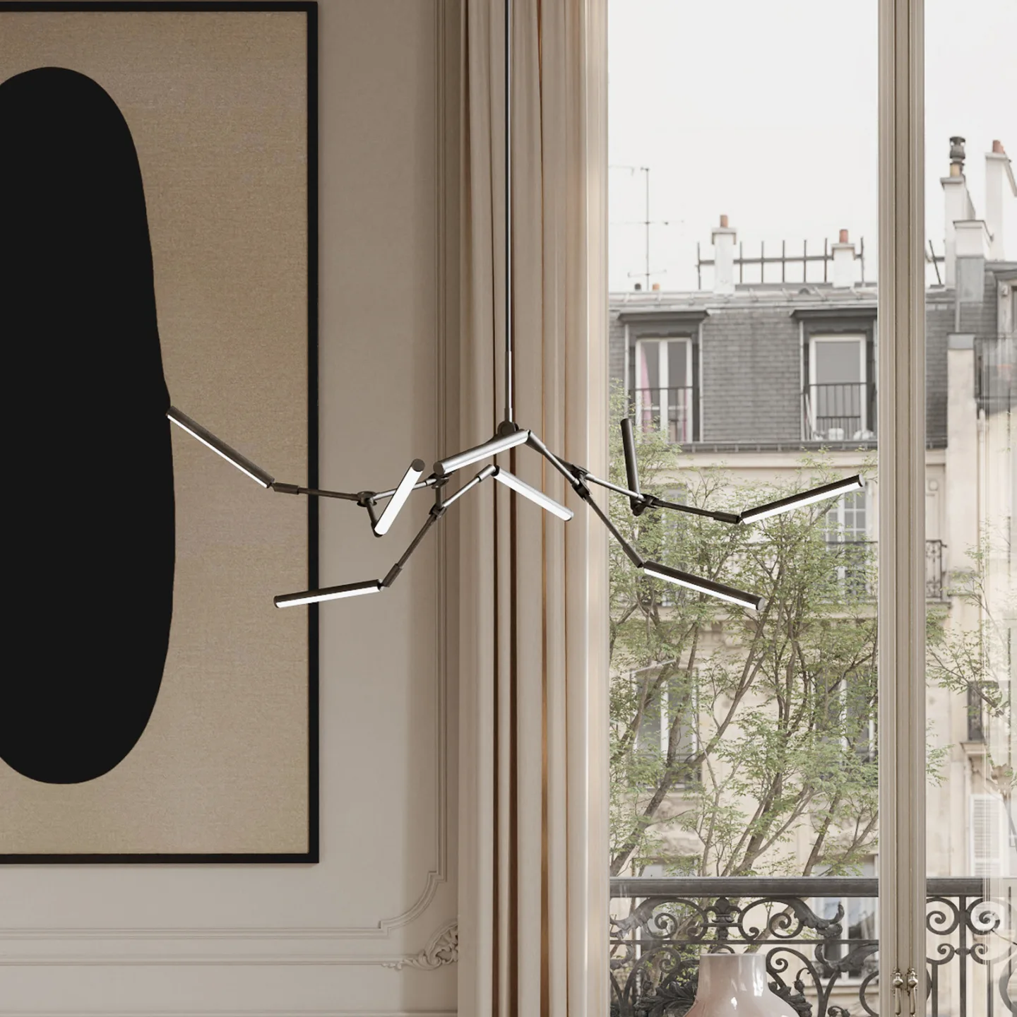 Stick LED-hengelampe, bronse, 124 cm, 8 lyskilder - 101 Copenhagen - Stue - Design - Aluminium - Med flere lyskilder