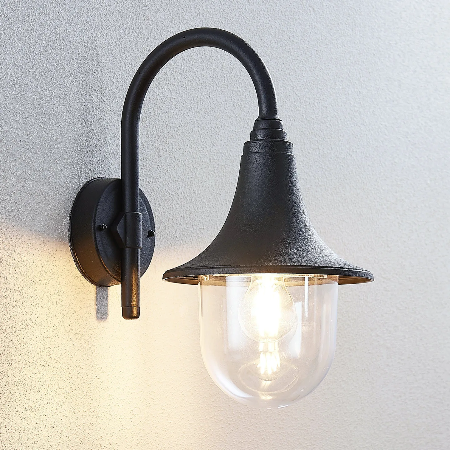 Nalevi Außenwandleuchte Black - Lindby - Balkon - Modern - Kunststoff - Einflammig