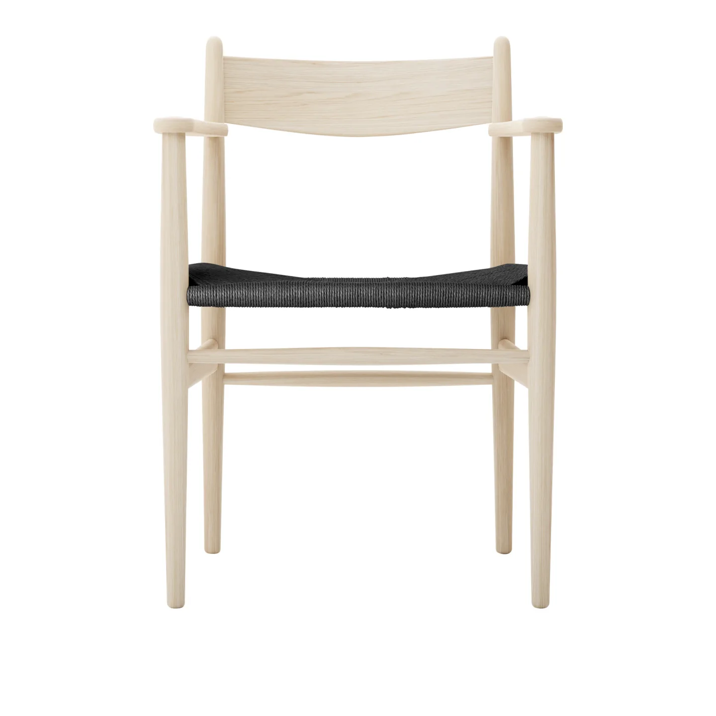 Carl Hansen - CH37, Tvålad Ek, Svartflätat papperssnöre - Matstolar - Hans J. Wegner - Träfärgad - Trä