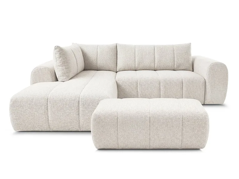 Ecksofa mit Hocker BOBOCHIC NESTY Stoff chiniert beige