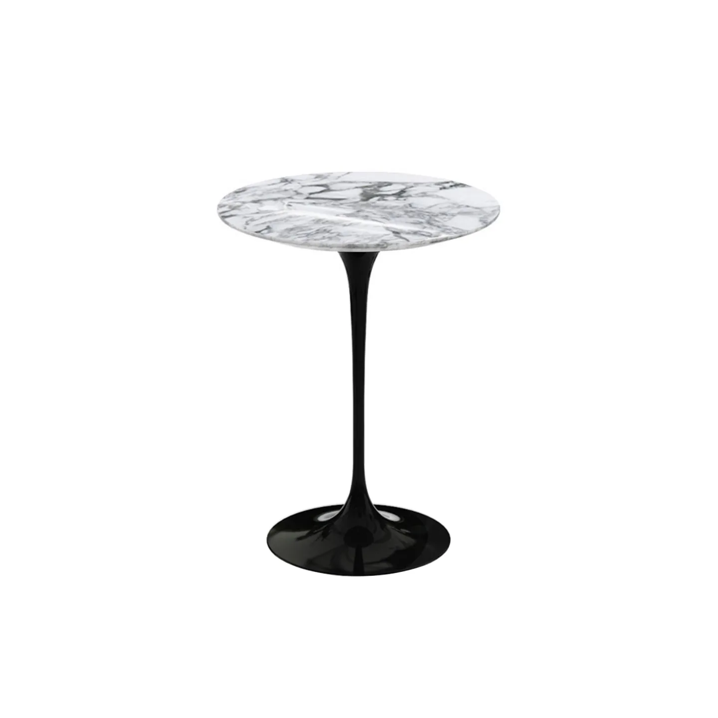 Knoll - Saarinen Round Table Ø 41 cm Svart/Arabescato Marmor - Sidobord - Eero Saarinen - Svart - Metall/Trä