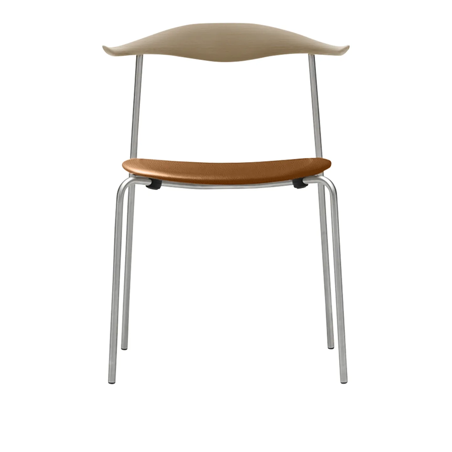Carl Hansen - CH88P - Klädd sits, Tvålad Ek, Lädergrupp B Thor - 307, Ben i Rostfritt stål - Matstolar - Hans J. Wegner - Brun - Metall/Trä