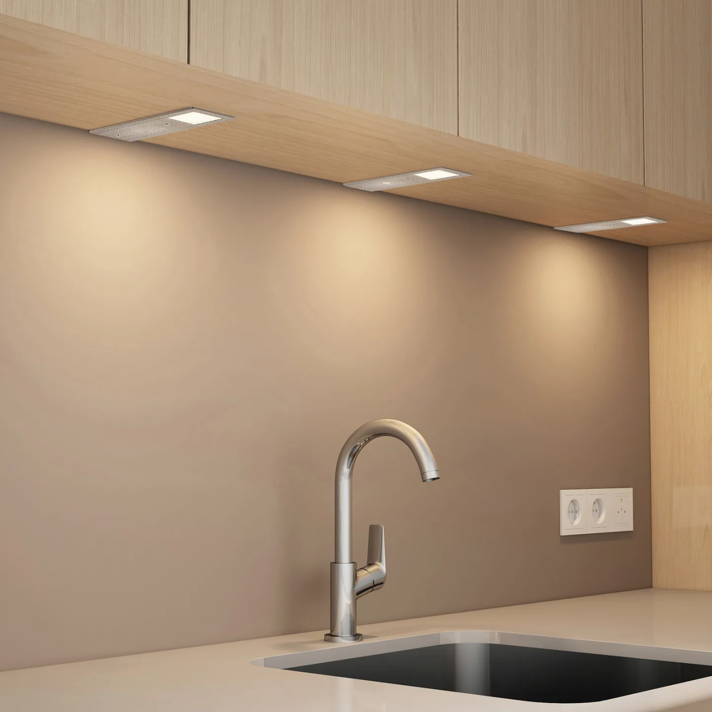 Nortra LED-benkbelysning, sett med 3 stk. i aluminiumsfarge – Arcchio - Stue - Moderne - Metall - Kantet
