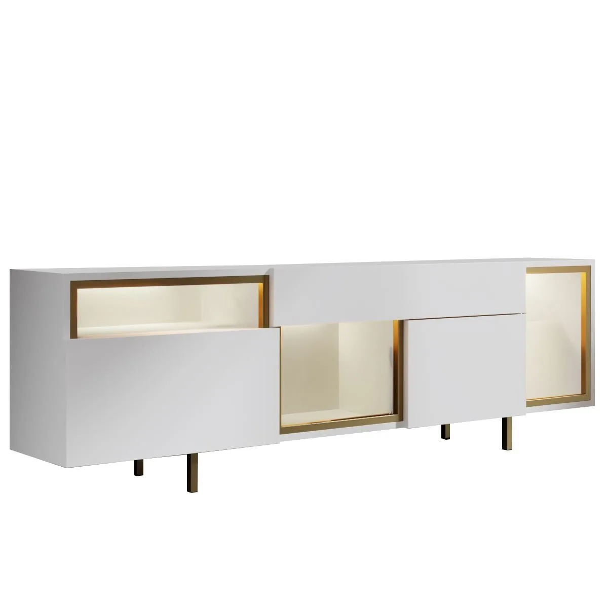 Denvar TV-bänk 180x55x32 cm - vit och guld