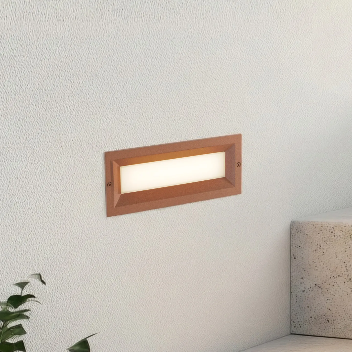 Lachlain LED-vägginbyggnadslampa, 25 cm, rost, IP65 - Lucande - Balkong - Modern - Aluminium - Vinklad