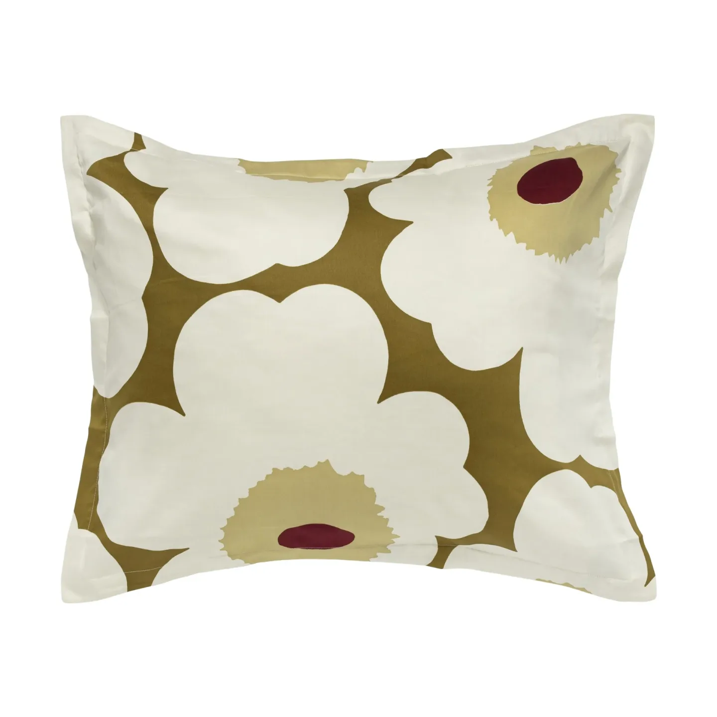 Marimekko Unikko örngott satin 50x60 cm Green umber-cream