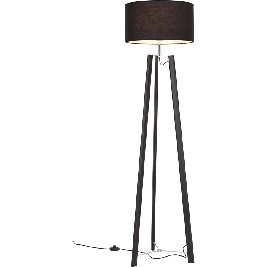 Stehlampe Sancho Schwarz Holz/Metall 45 cm 170 cm - Lichtfarbe: Extra warmweiss
