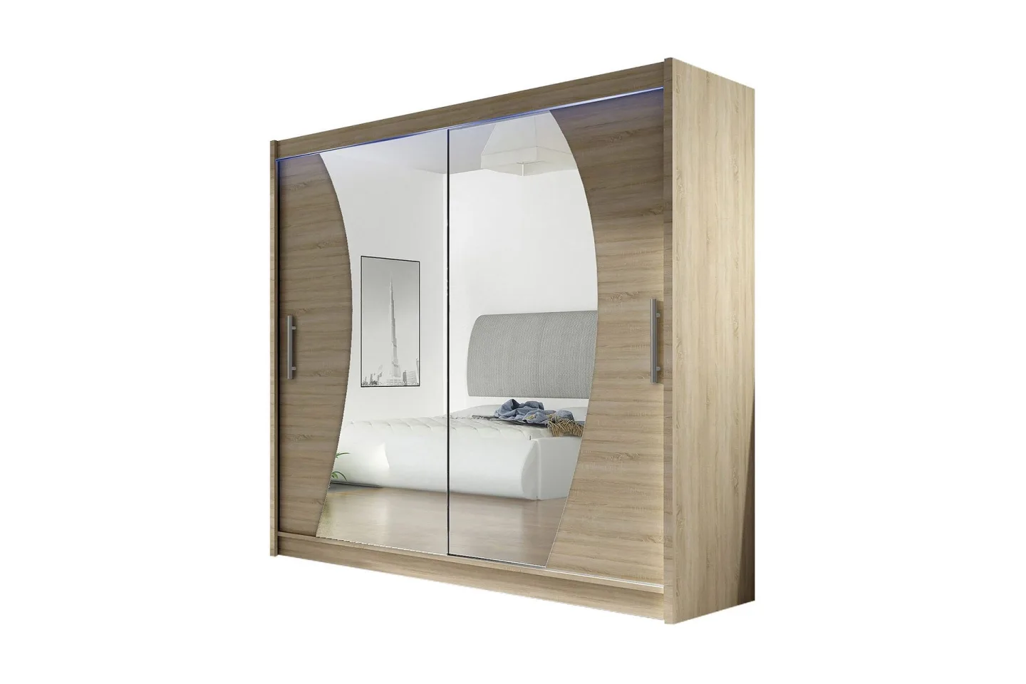 Prag Garderob 180x57x215 cm - Beige|Vit