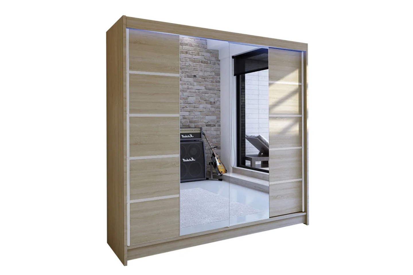 Canderbury Garderob med Spegel 180x215 cm - Beige
