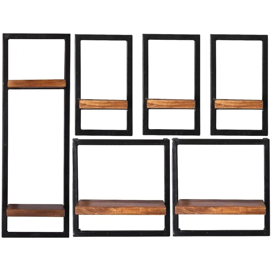 Wandregal Ecuador natur, schwarz Mangoholz, Metall B 105 T 25 cm