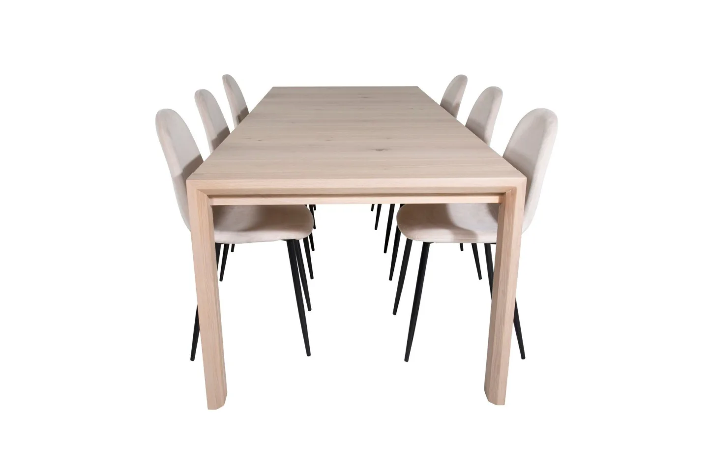 Slider Matgrupp Förlängningsbar 170 cm Rektangulär med 6 Polar stolar - Beige