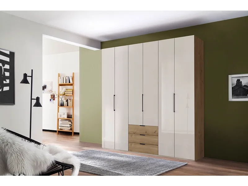 Drehtürenschrank MIAMI champagner 6 Türen 3 Schubladen