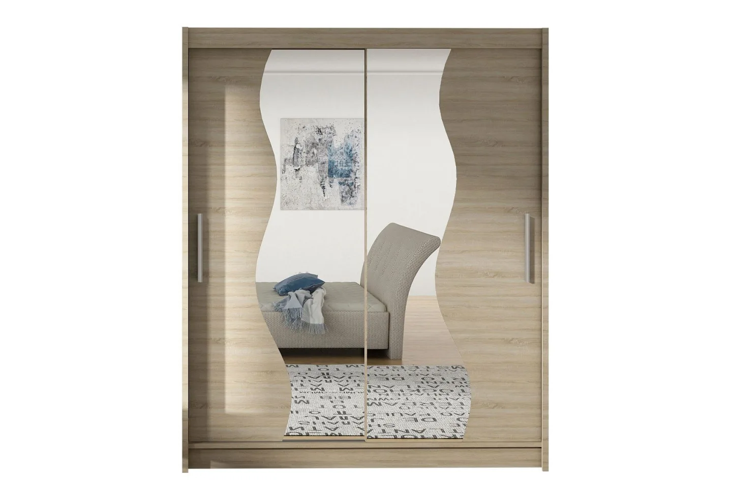 West Garderob 150x58x200 cm LED-belysning - Beige