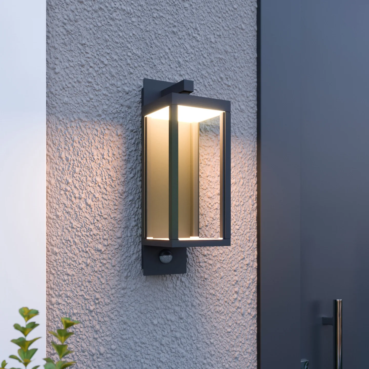Ferdinand utendørs vegglampe med sensor, mørkegrå - Lucande - Balkong - Moderne - Glass - Med en lyskilde