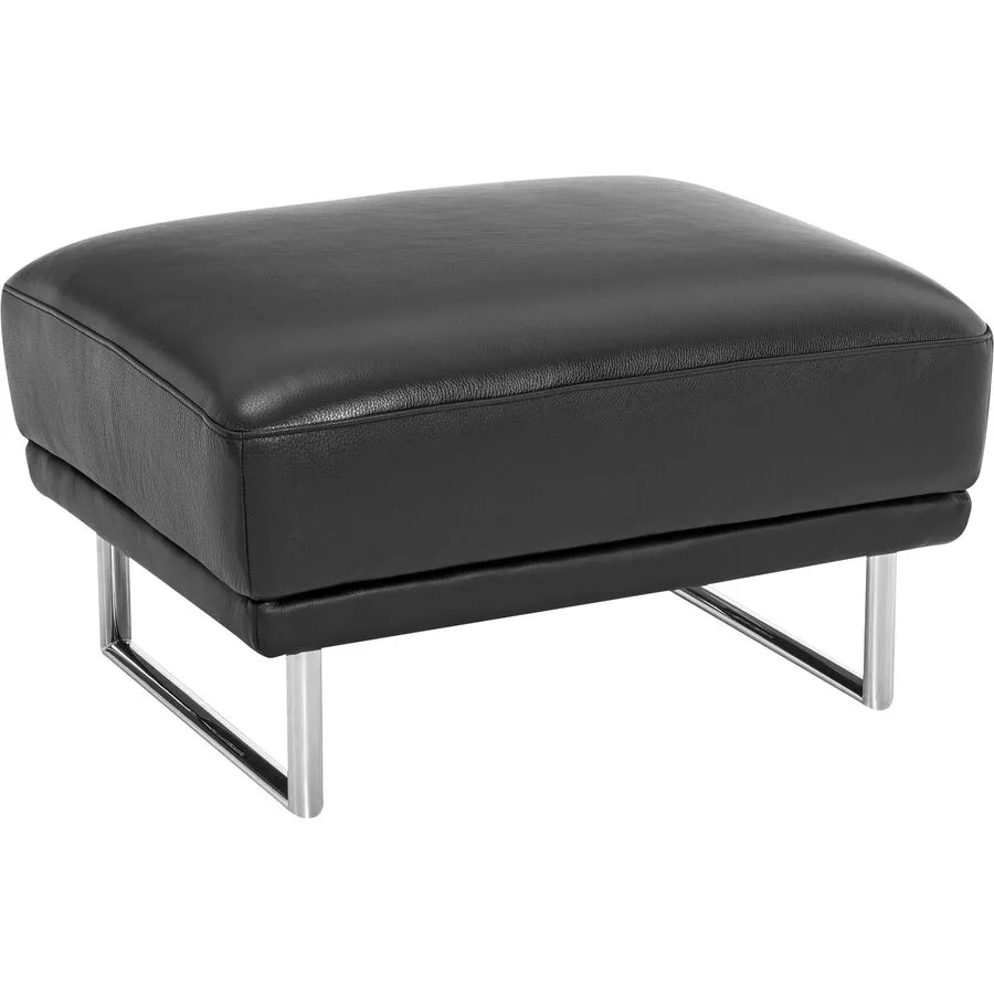 Hocker Julia Schwarz Leder 60 cm 46 cm