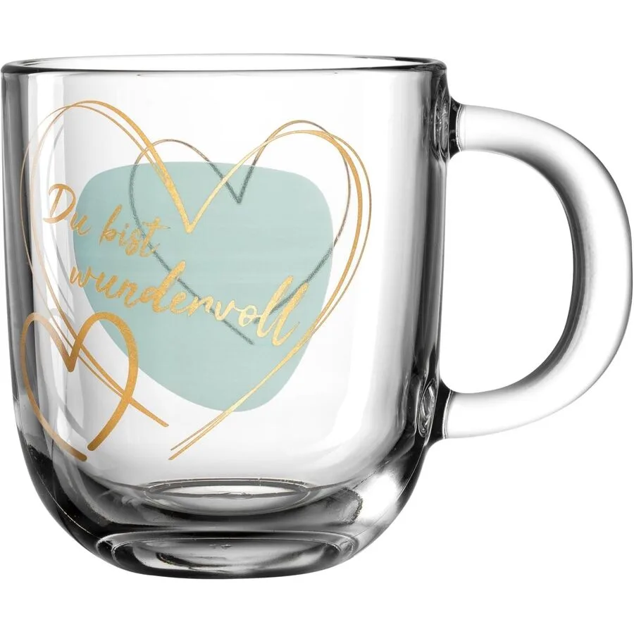 Kaffeetasse Leonardo gold/transparent Kalk-Natron-Glas H 15 cm 0.4 l 1 Stk
