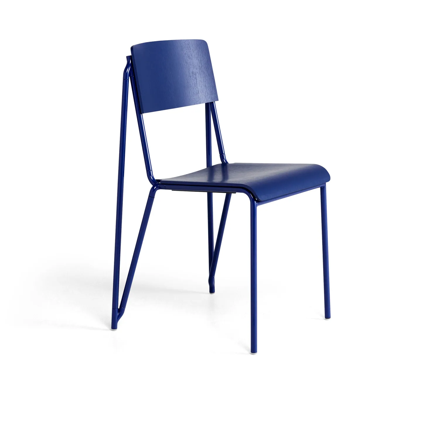 HAY - Petit Standard, Seat Ultramarine Blue Stained Oak, Base Ultramarine Blue Powder Coated Steel - Matstolar - Daniel Rybakken - Blå - Metall/Trä
