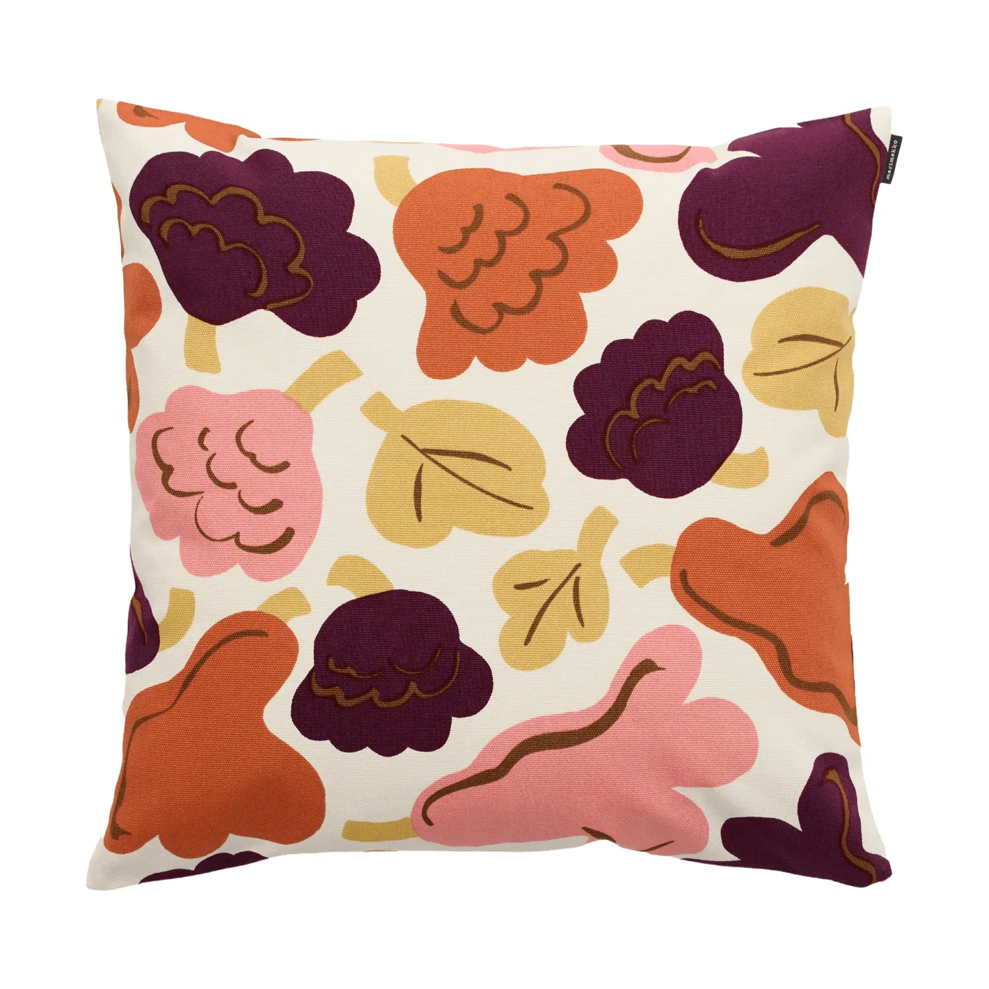 Marimekko Pieni Kukasta Kukkaan Kissenbezug Off white-plum-pink-terracotta, 50x50 cm