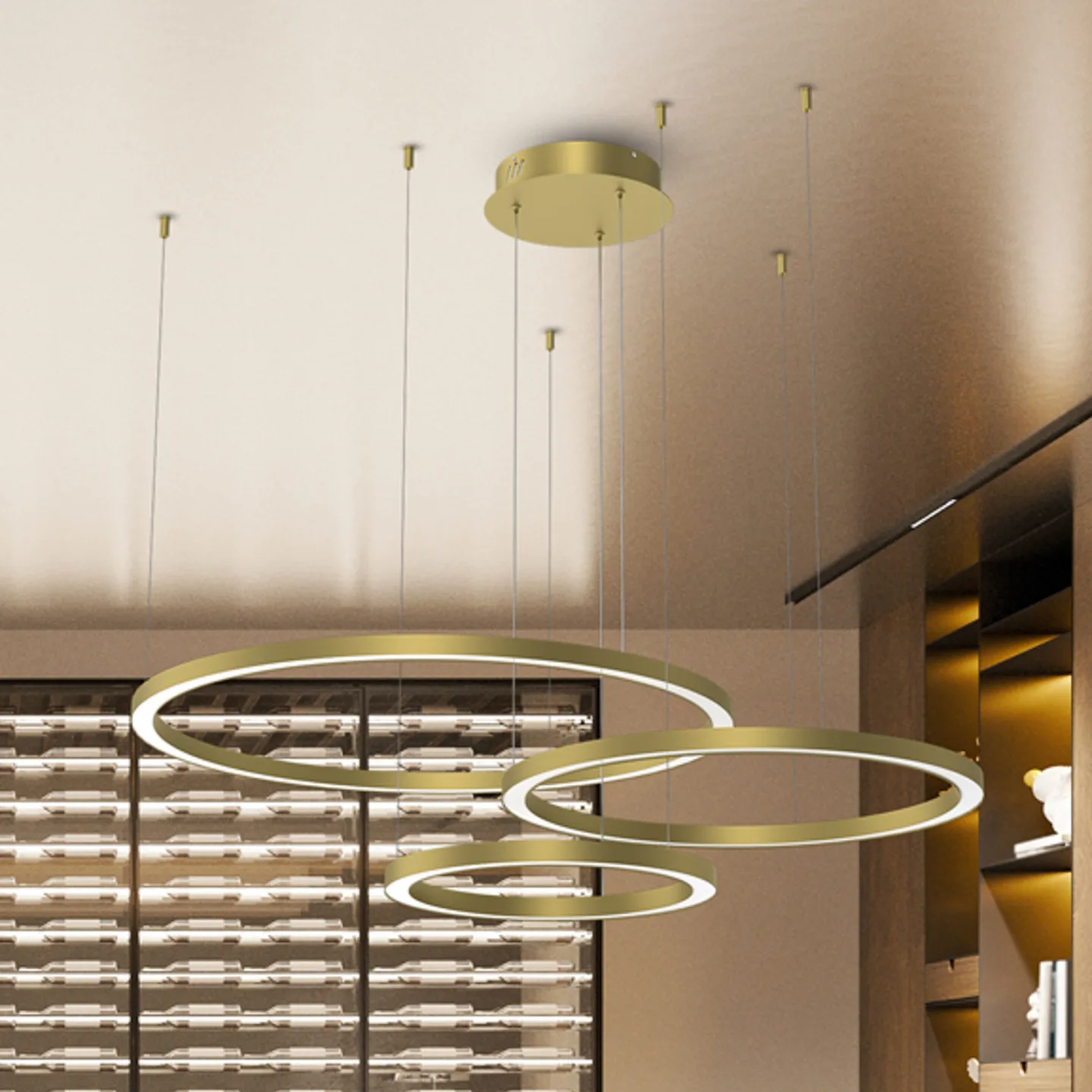 Galaxia LED-hänglampa 85 W guld 3 lampor plast Eko-Light - Vardagsrum - Modern - Rund